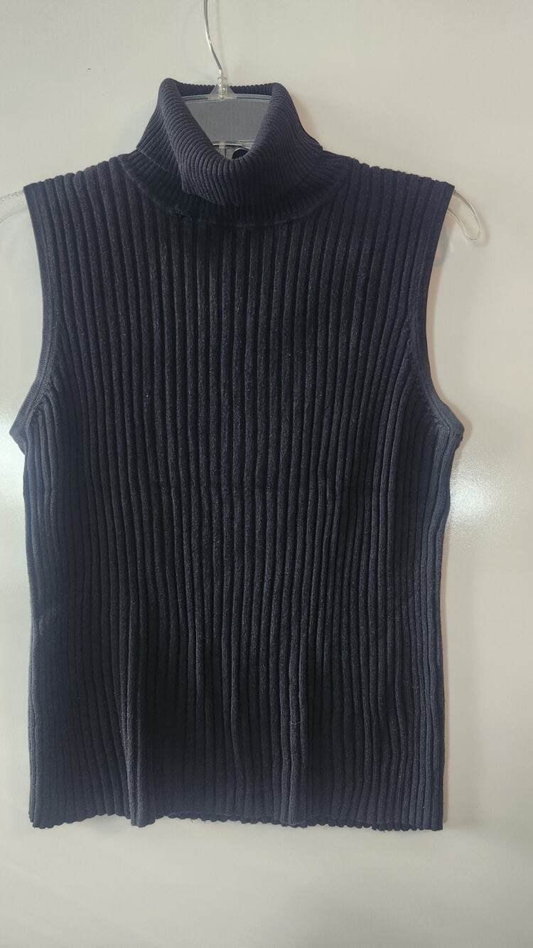 Express Womens Large Black Turtleneck Sleeveless Sweater Vest 100% Cotton #301